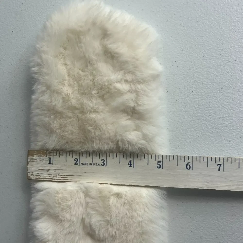 Kids Faux Fur Decorative Button Scarf White